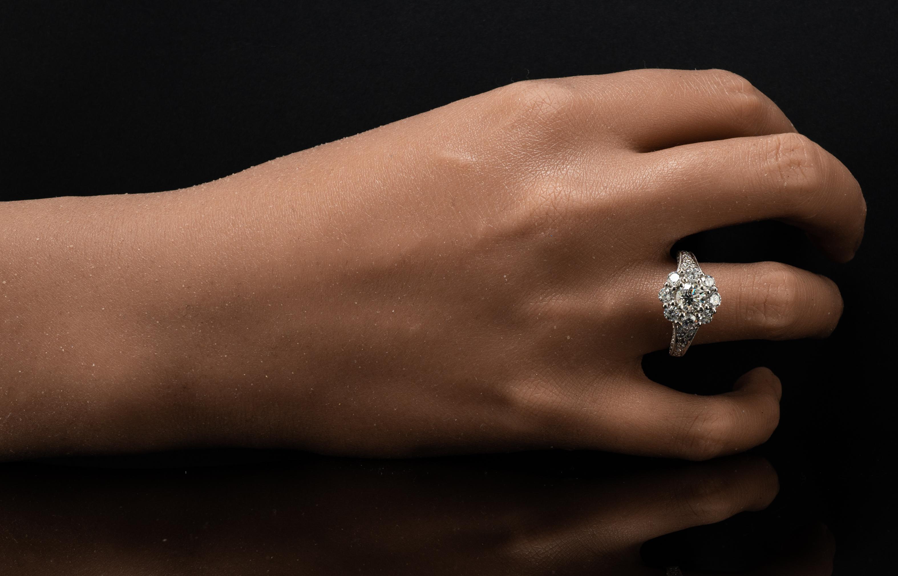 Natural Diamond Ring 14K White Gold Band Halo Engagement Wedding 2.00 TDW For Sale 6