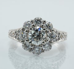 Natural Diamond Ring 14K White Gold Band Halo Engagement Wedding 2.00 TDW