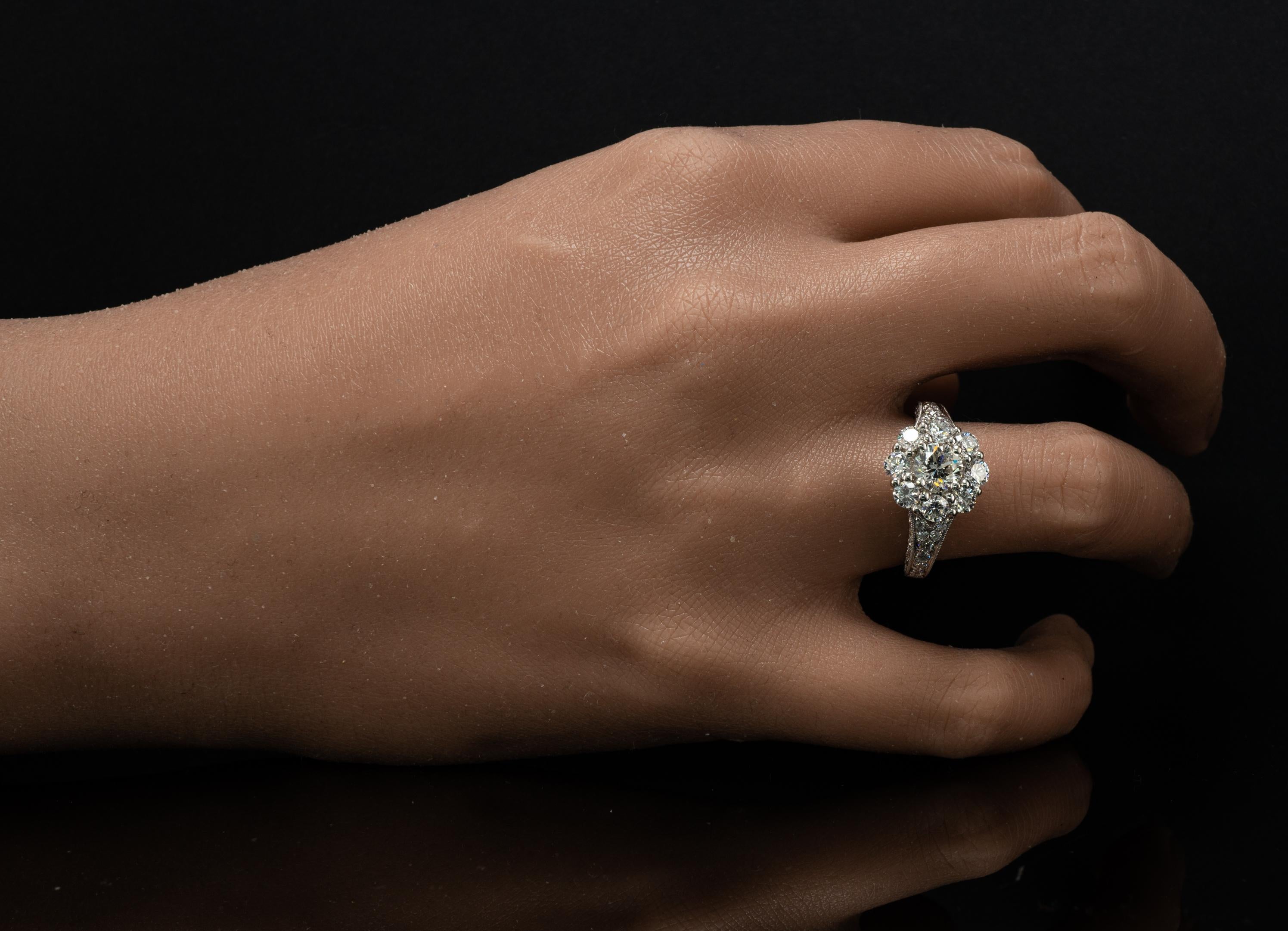 Natural Diamond Ring 14K White Gold Band Halo Engagement Wedding 2.00 TDW In Good Condition For Sale In East Brunswick, NJ
