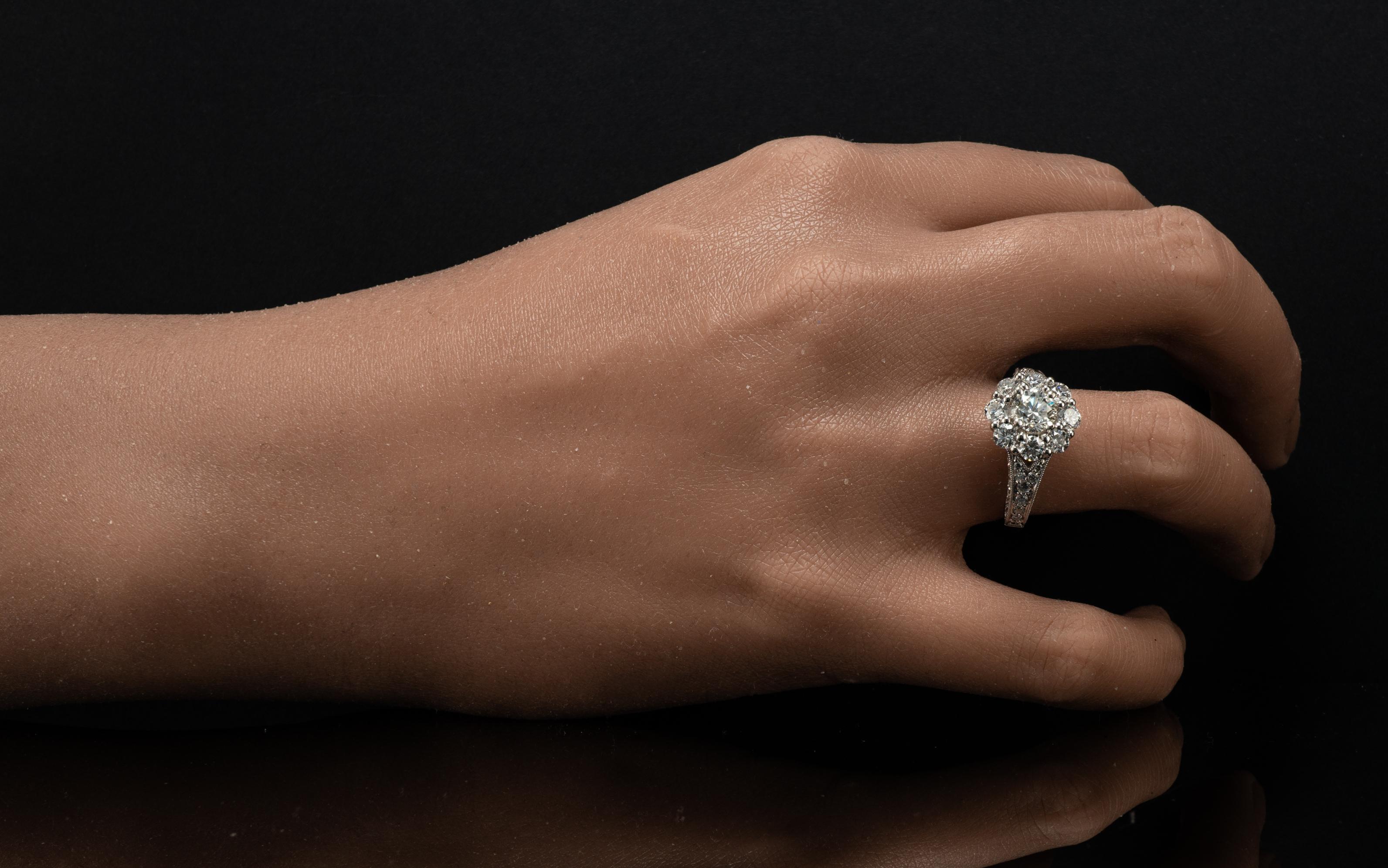 Natural Diamond Ring 14K White Gold Band Halo Engagement Wedding 2.00 TDW For Sale 4