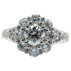 Retro Diamond Ring 14K White Gold Band Halo Engagement Wedding 2.00 TDW 