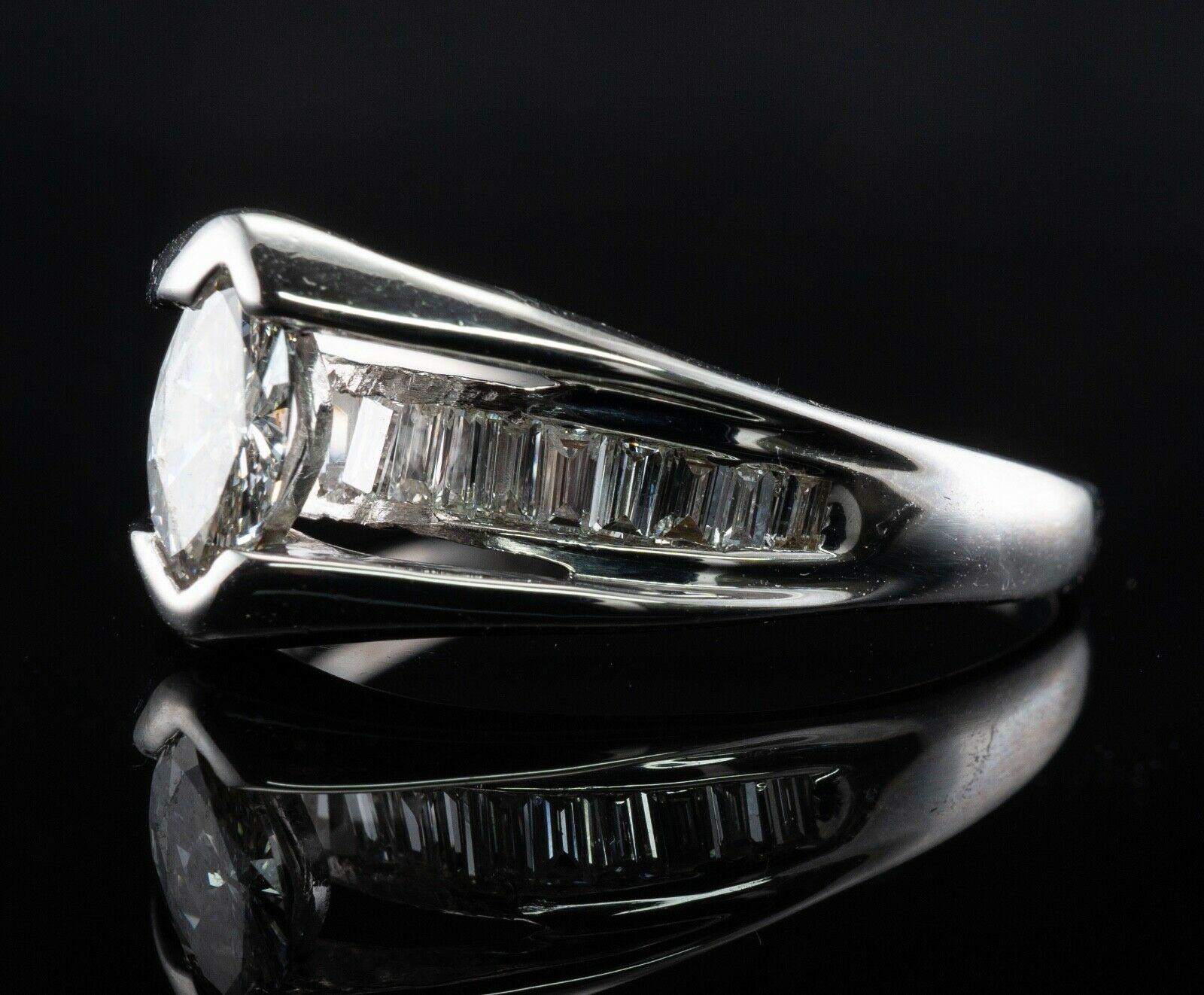 Natural Diamond Ring 14K White Gold Band Marquise Cut Engagement For Sale 7