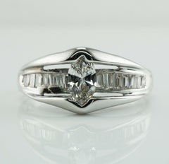 Natural Diamond Ring 14K White Gold Band Marquise Cut Engagement