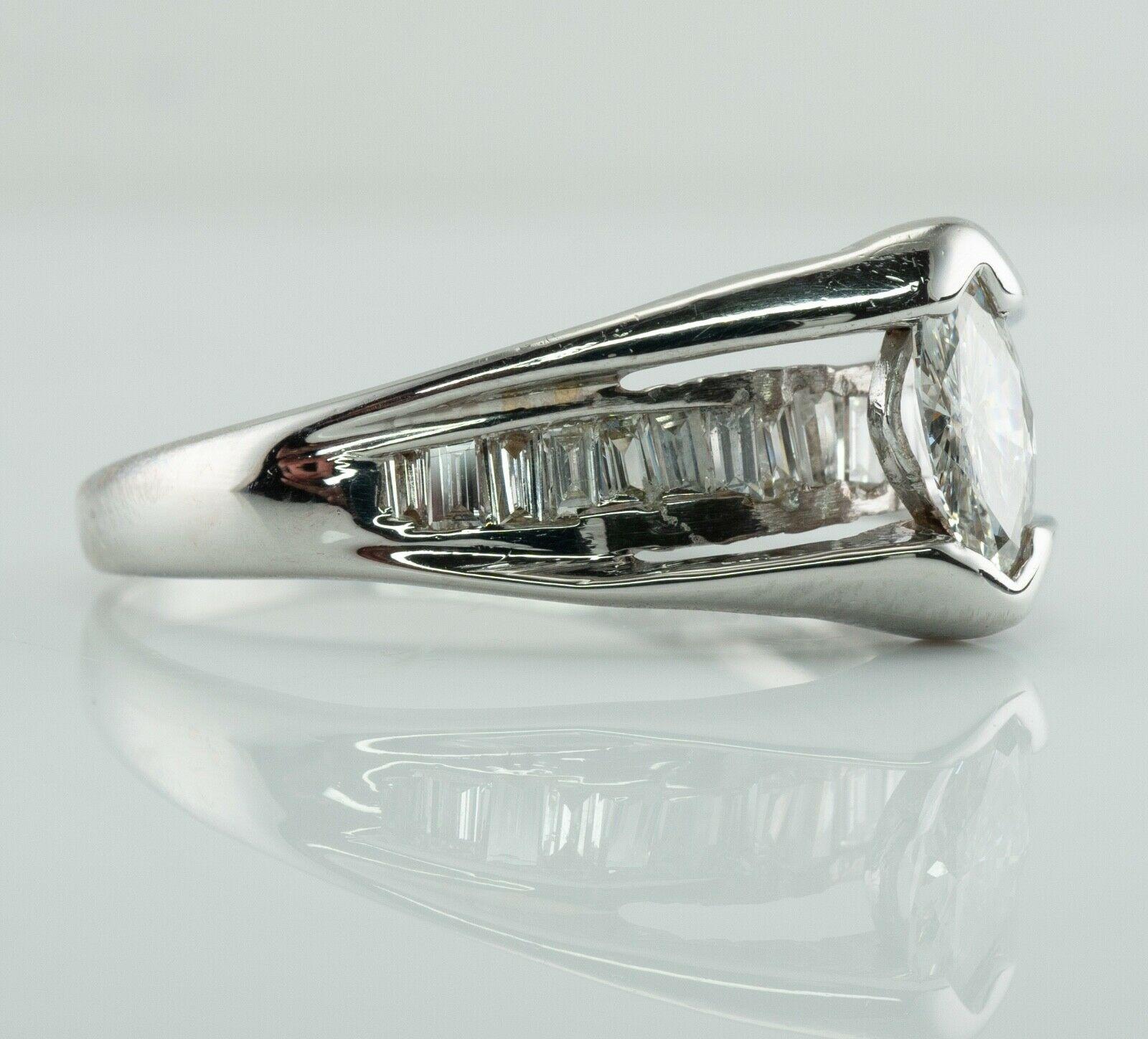 Natural Diamond Ring 14K White Gold Band Marquise Cut Engagement In New Condition For Sale In East Brunswick, NJ