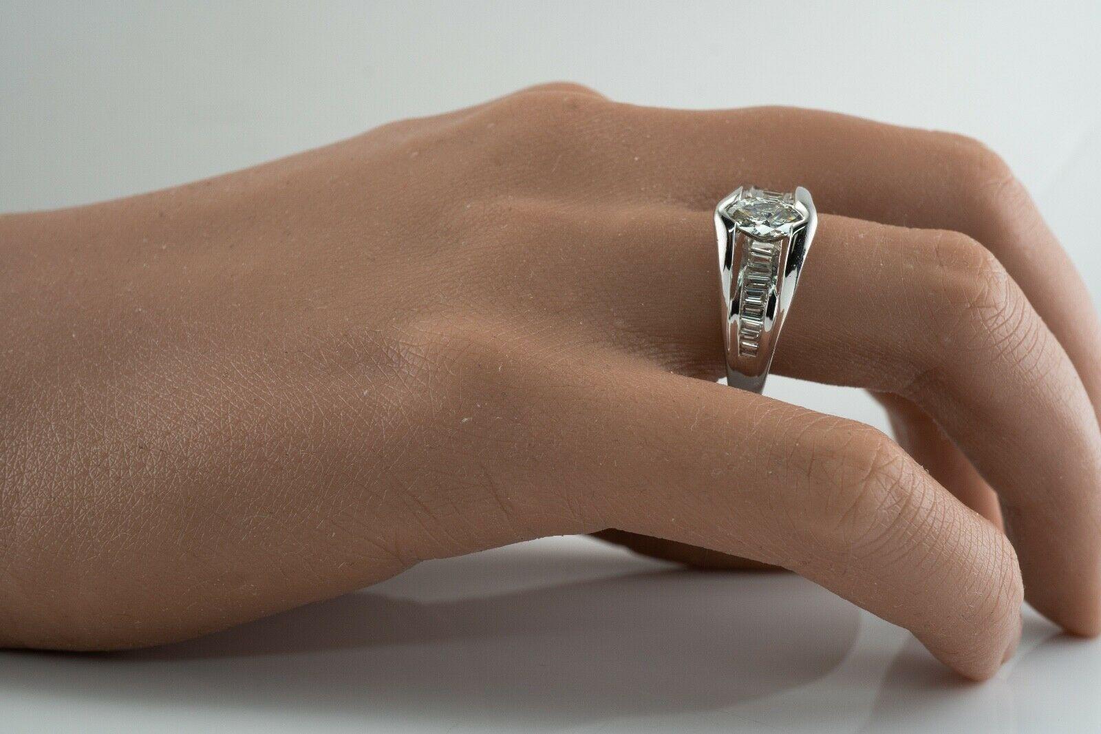 Women's Natural Diamond Ring 14K White Gold Band Marquise Cut Engagement For Sale