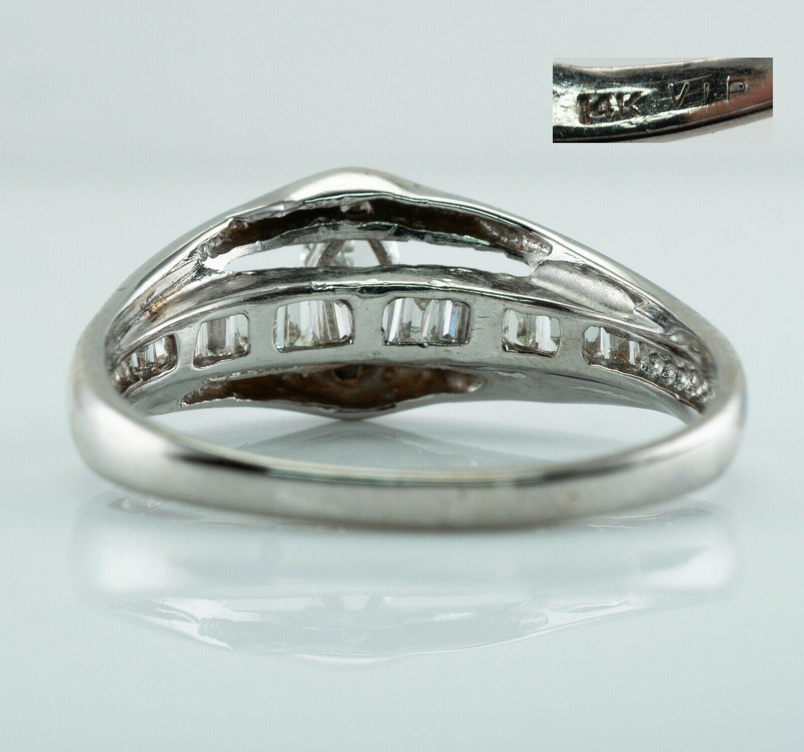 Natural Diamond Ring 14K White Gold Band Marquise Cut Engagement For Sale 1