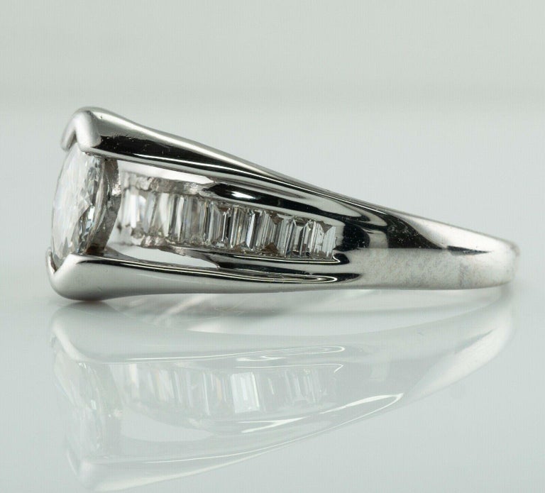 Diamond Ring 14K White Gold Band Marquise Cut Engagement For Sale at ...