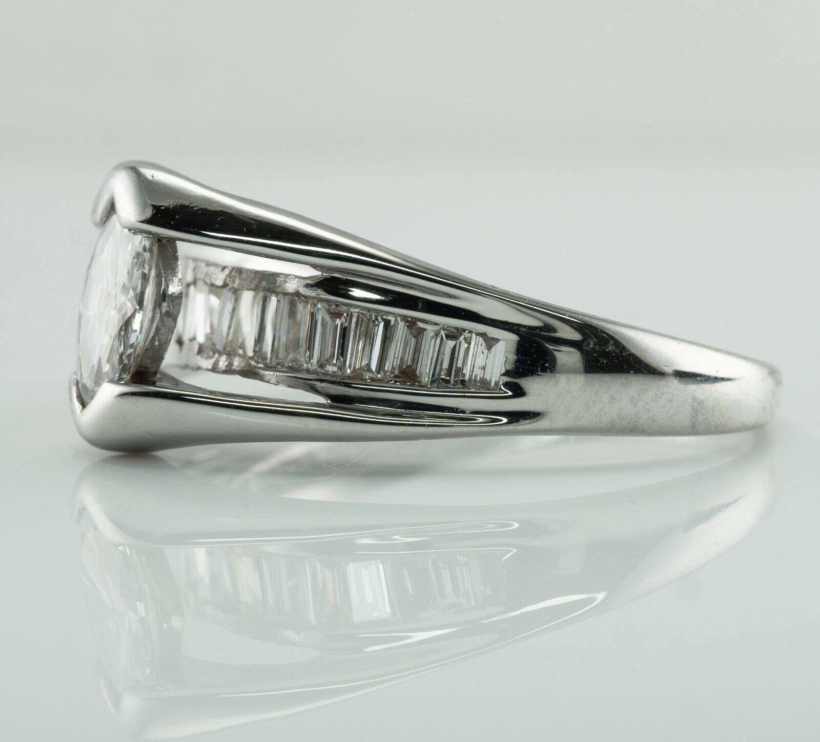 Natural Diamond Ring 14K White Gold Band Marquise Cut Engagement For Sale 2