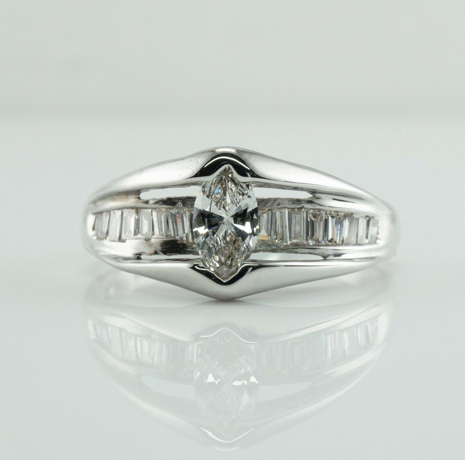 Natural Diamond Ring 14K White Gold Band Marquise Cut Engagement For Sale 3