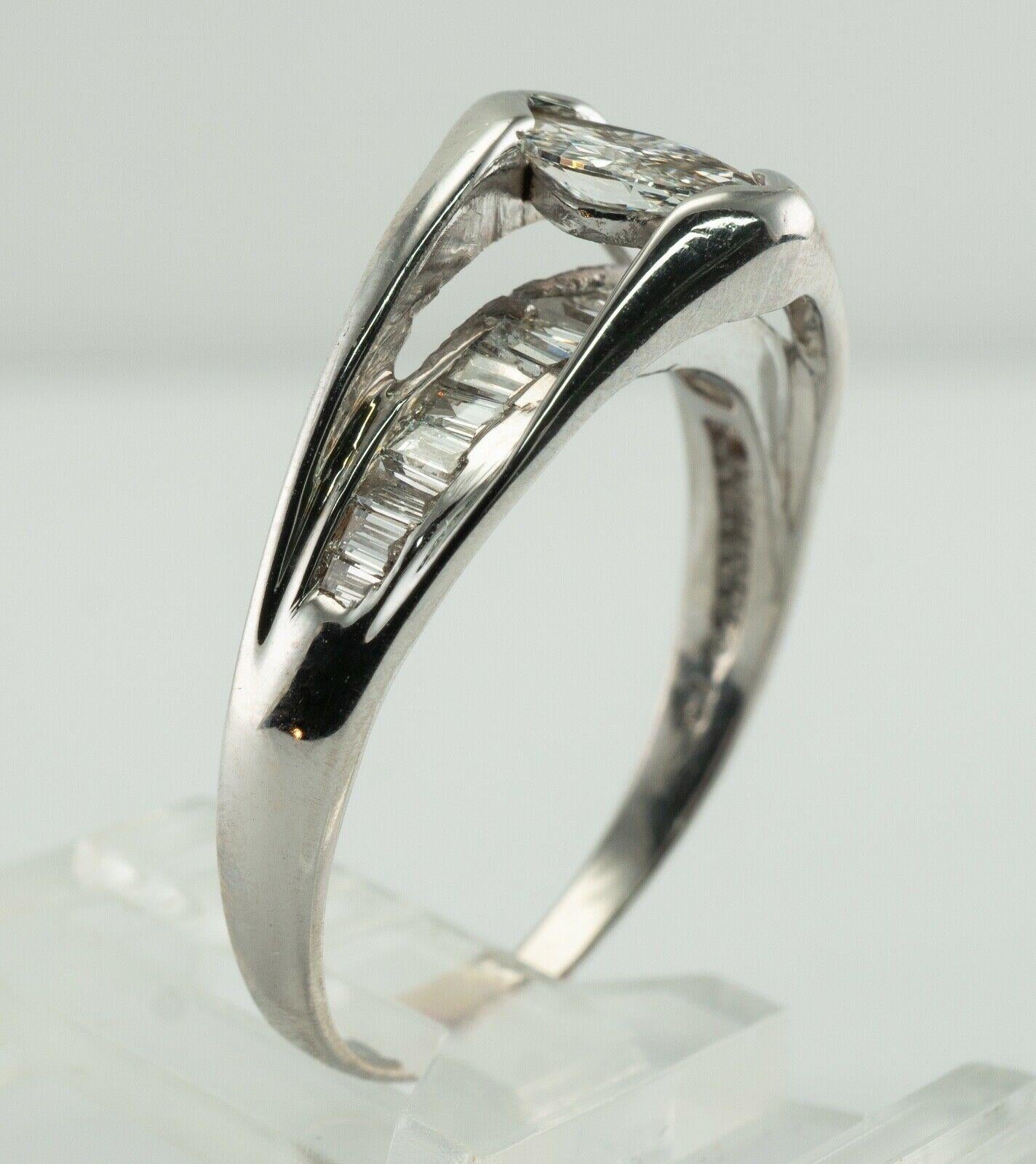 Natural Diamond Ring 14K White Gold Band Marquise Cut Engagement For Sale 4