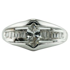 Natural Diamond Ring 14K White Gold Band Marquise Cut Engagement