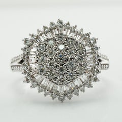 Diamond Ring 14K White Gold Cluster Cocktail 2.31 TDW
