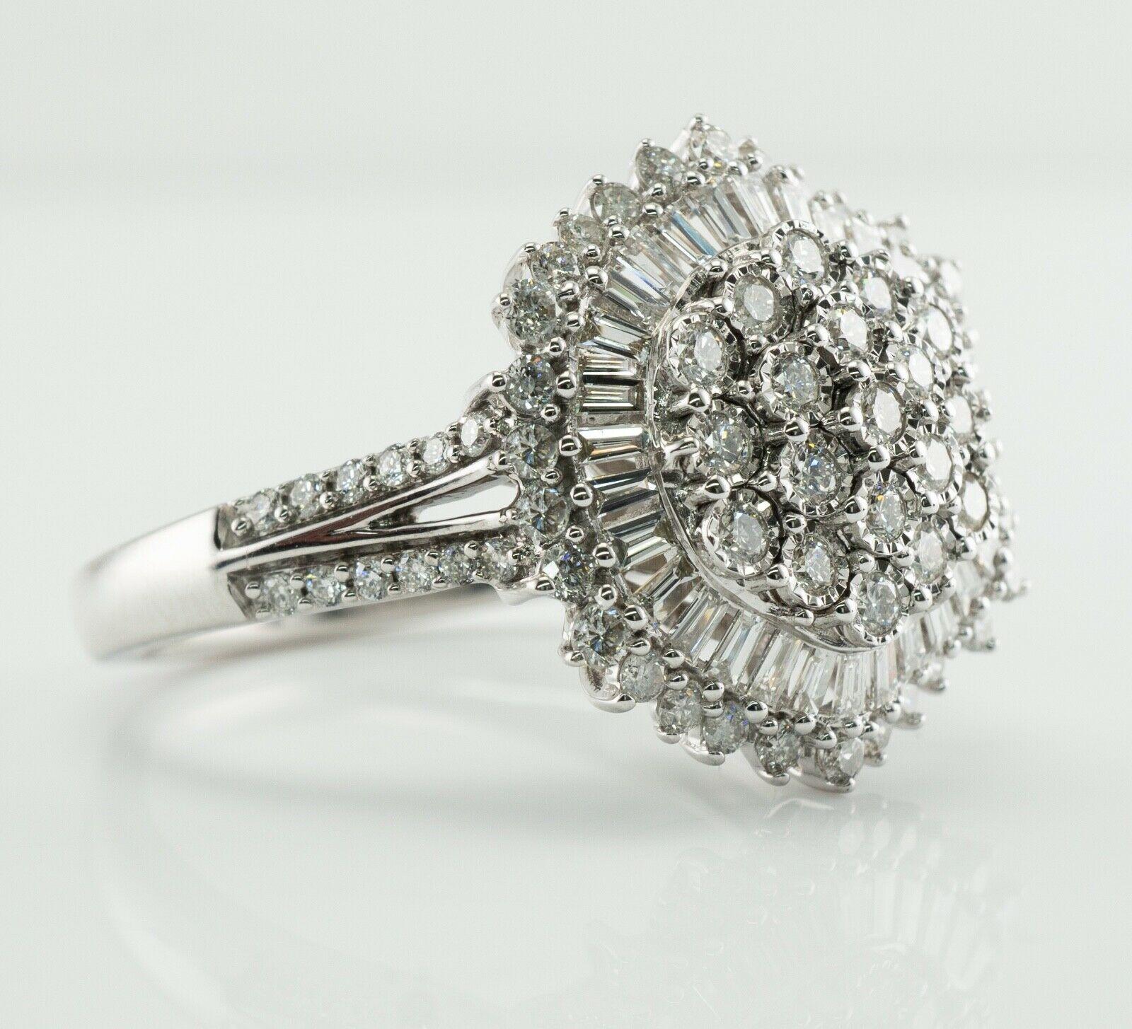 Round Cut Diamond Ring 14K White Gold Cluster Cocktail 2.31 TDW For Sale
