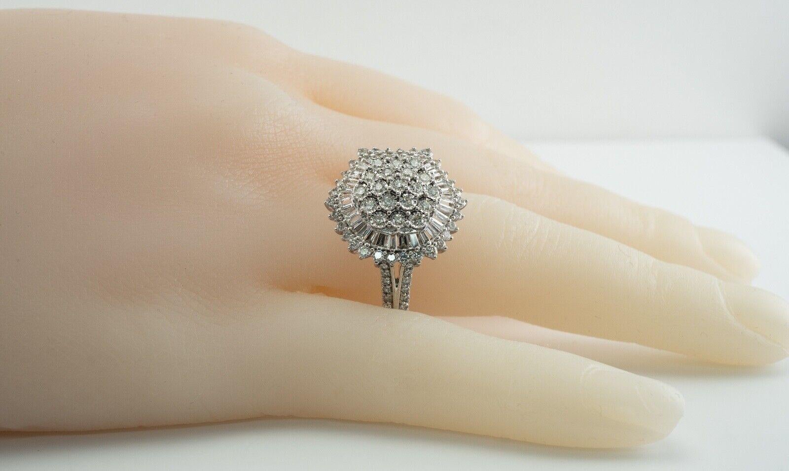 Diamond Ring 14K White Gold Cluster Cocktail 2.31 TDW In Good Condition For Sale In East Brunswick, NJ
