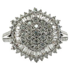 Diamond Ring 14K White Gold Cluster Cocktail 2.31 TDW