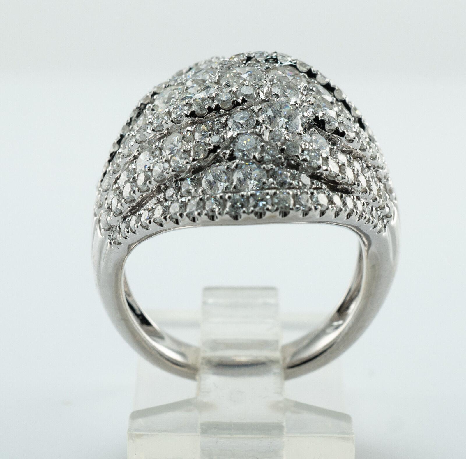 Diamond Ring 14K White Gold Cluster Cocktail 3.00ct TDW VJ For Sale 4