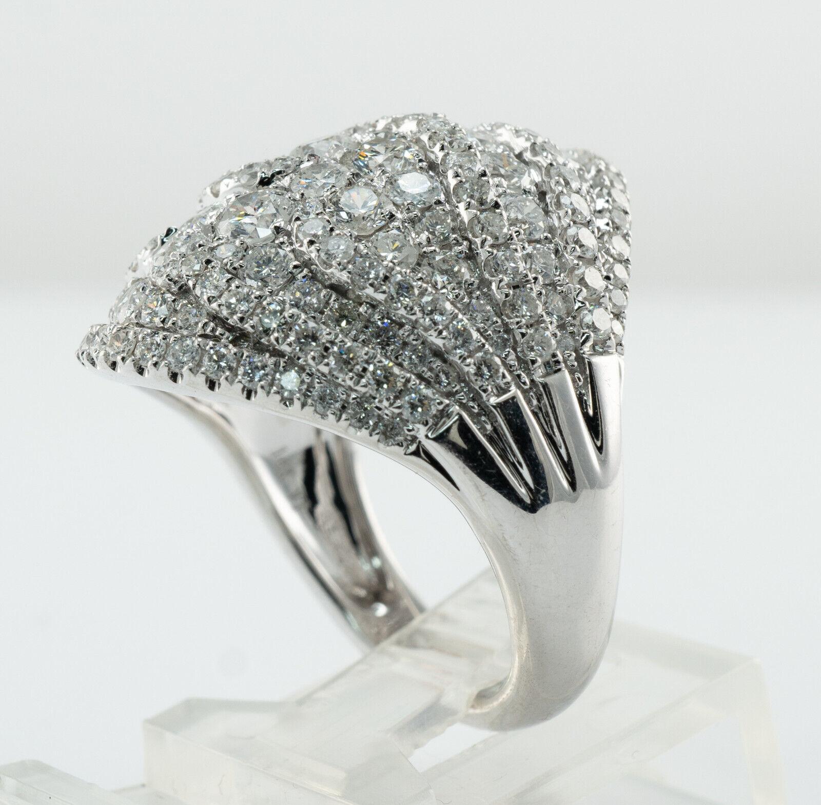 Diamond Ring 14K White Gold Cluster Cocktail 3.00ct TDW VJ For Sale 1