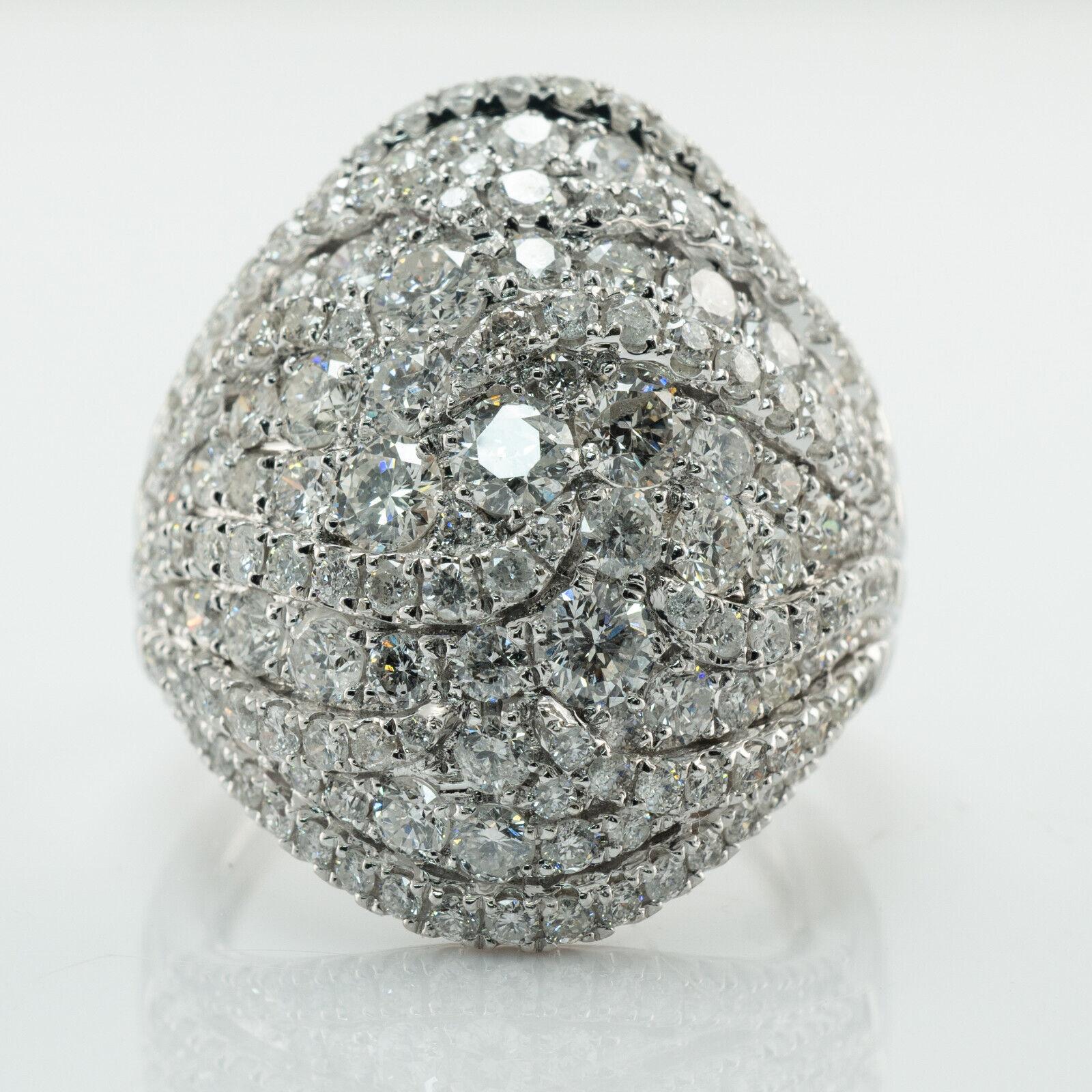 Diamond Ring 14K White Gold Cluster Cocktail 3.00ct TDW VJ For Sale 2