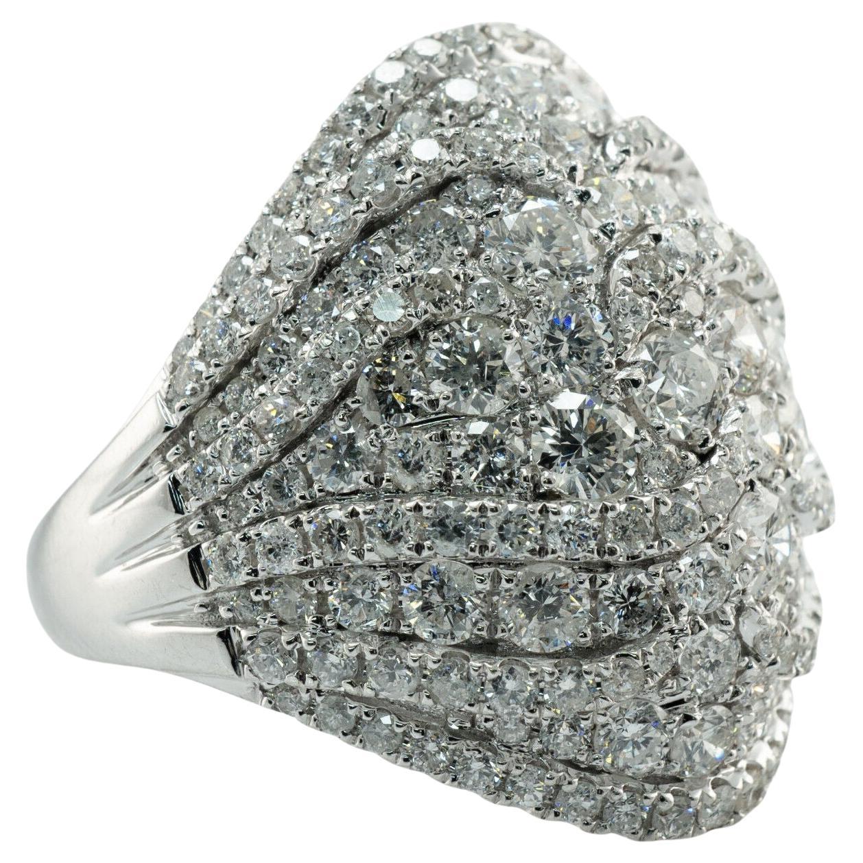Diamond Ring 14K White Gold Cluster Cocktail 3.00ct TDW VJ