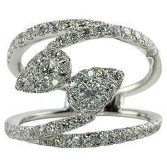 Diamond Ring 14K White Gold Cocktail Cluster 1.23cts TDW BEN