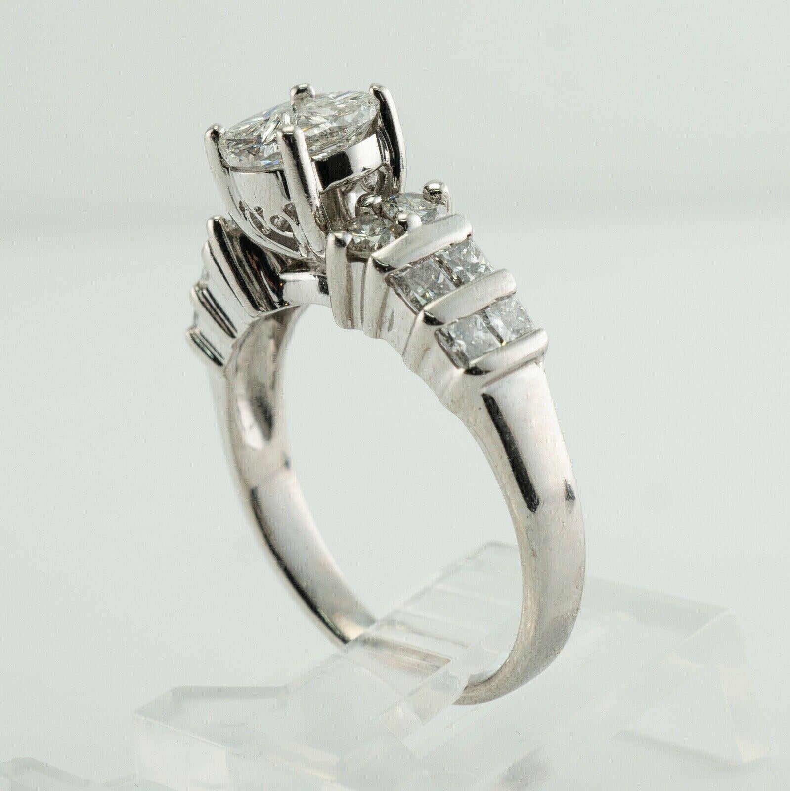 Diamond Ring 14K White Gold Engagement Estate 1.80 TDW For Sale 7