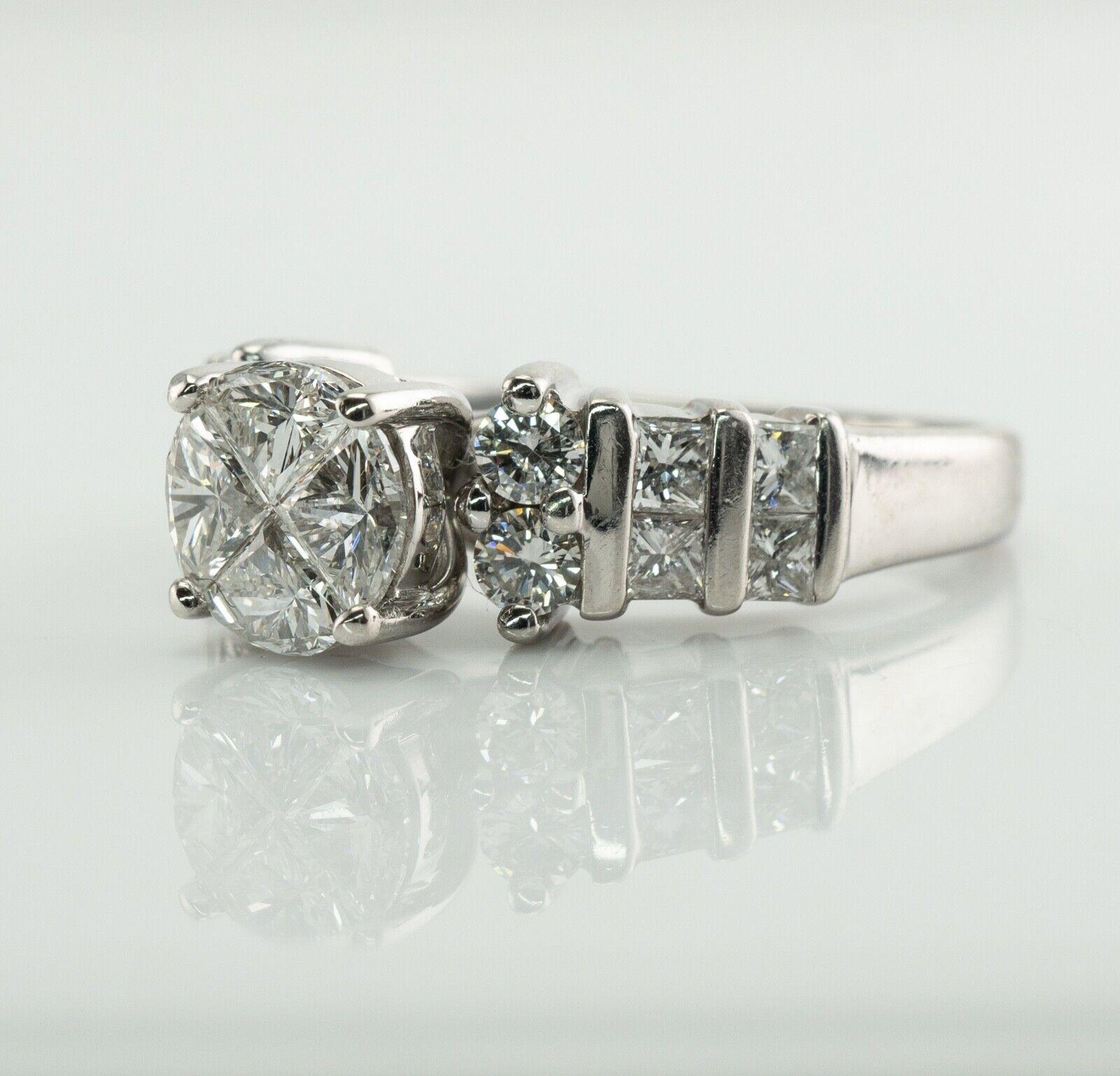 Diamond Ring 14K White Gold Engagement Estate 1.80 TDW For Sale 1