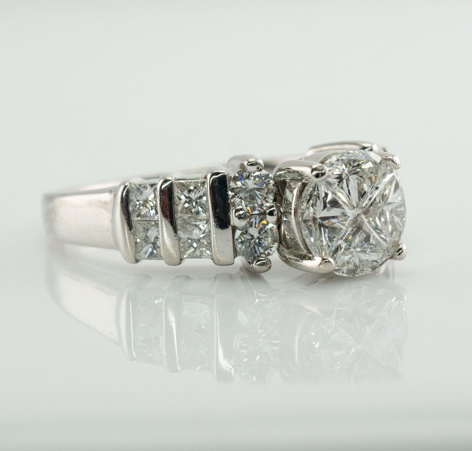 Diamond Ring 14K White Gold Engagement Estate 1.80 TDW For Sale 3