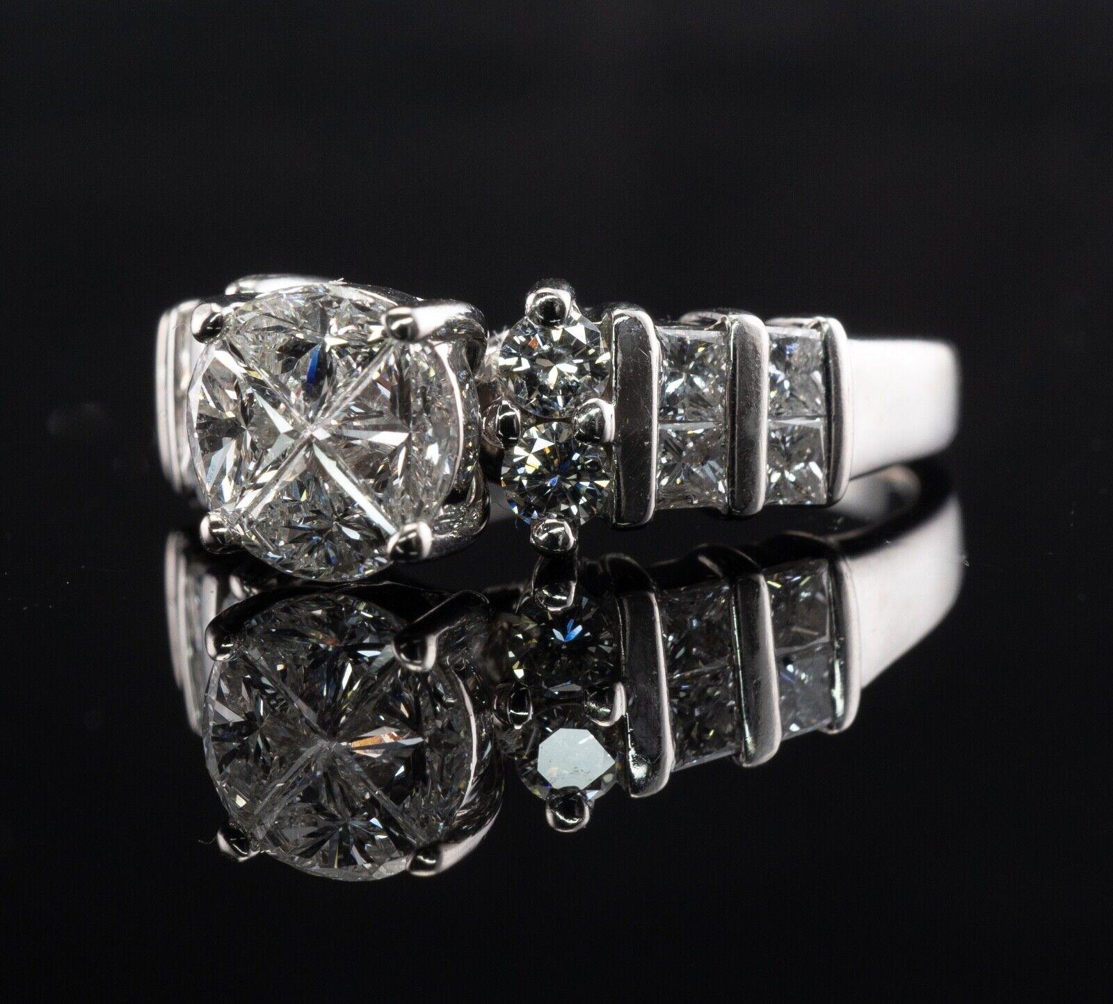 Diamond Ring 14K White Gold Engagement Estate 1.80 TDW For Sale 4