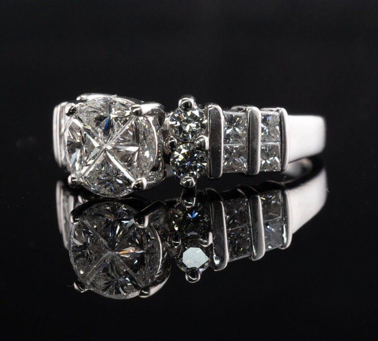 Diamond Ring 14K White Gold Engagement Estate 1.80 TDW For Sale at 1stDibs