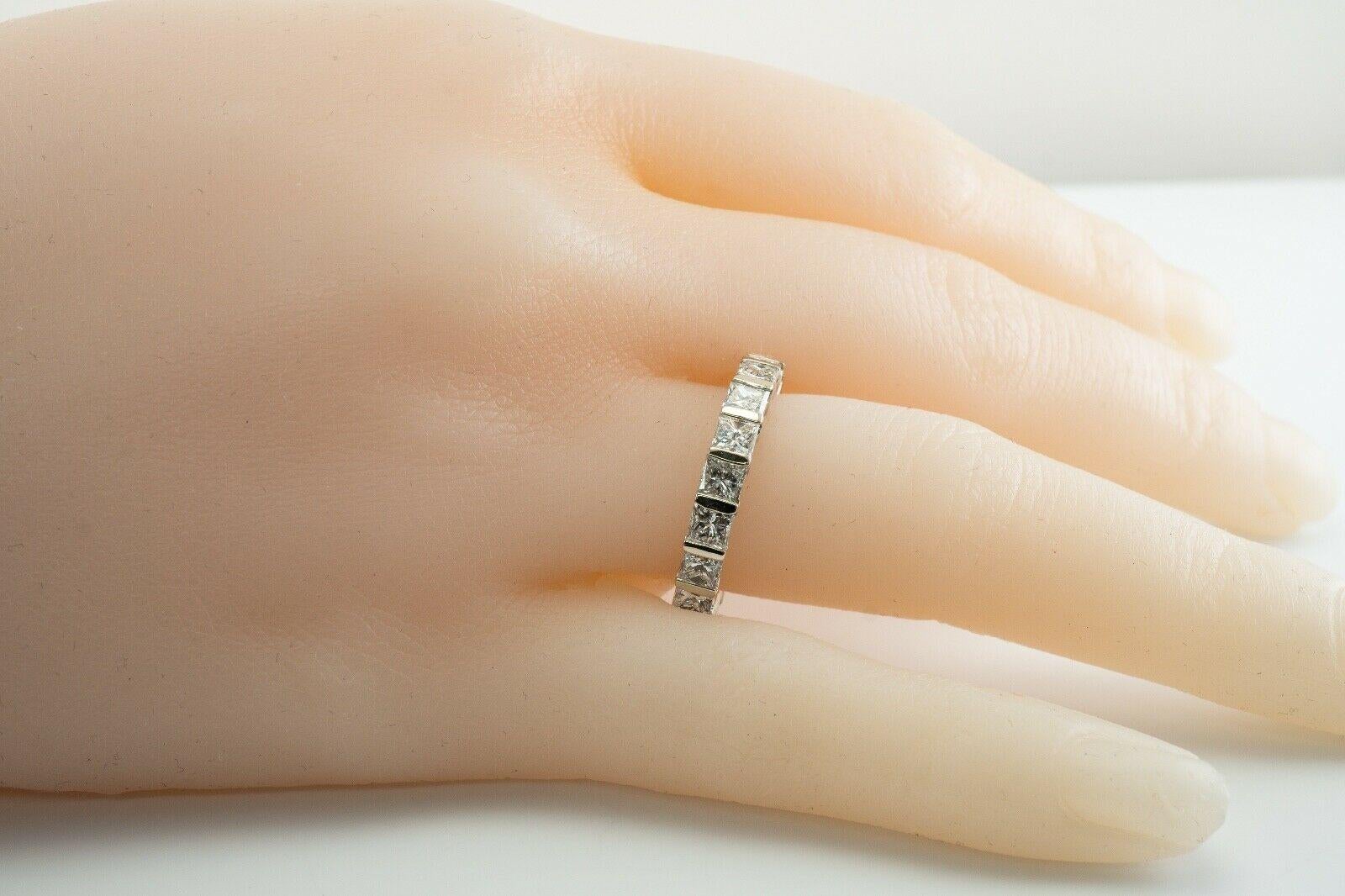 Princess Cut Diamond Ring Geometric 18K White Gold 3.32 TDW For Sale