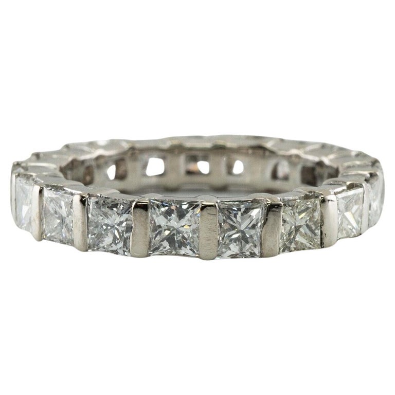 Diamond Ring 14K White Gold Eternity Band 4.18 TDW Princess Square For ...
