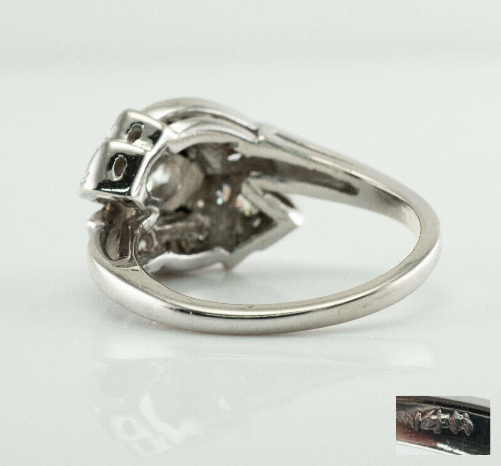 Women's Diamond Ring 14K White Gold Vintage 1.20 TDW For Sale
