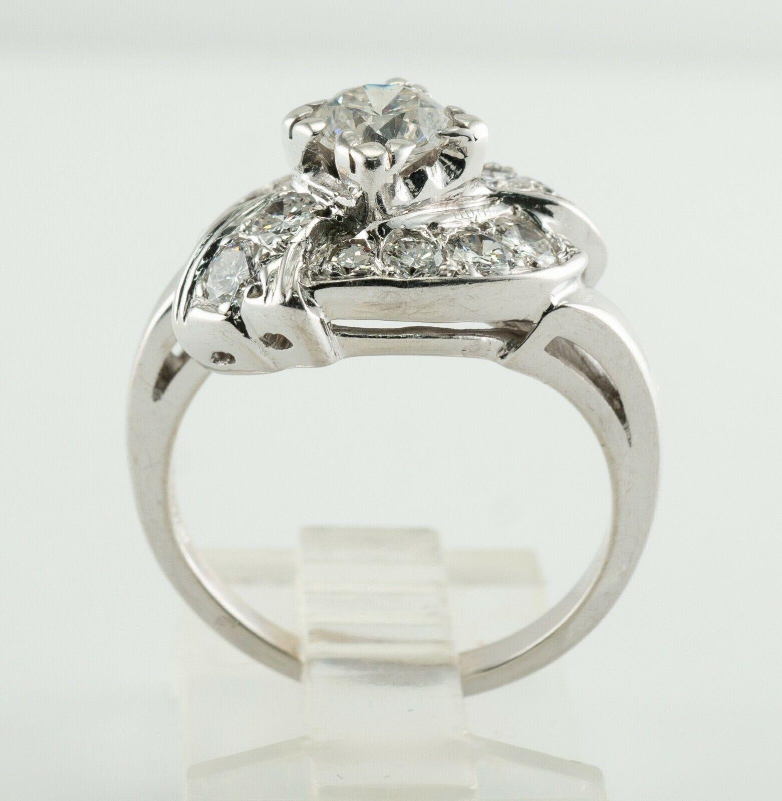 Diamond Ring 14K White Gold Vintage 1.20 TDW For Sale 1