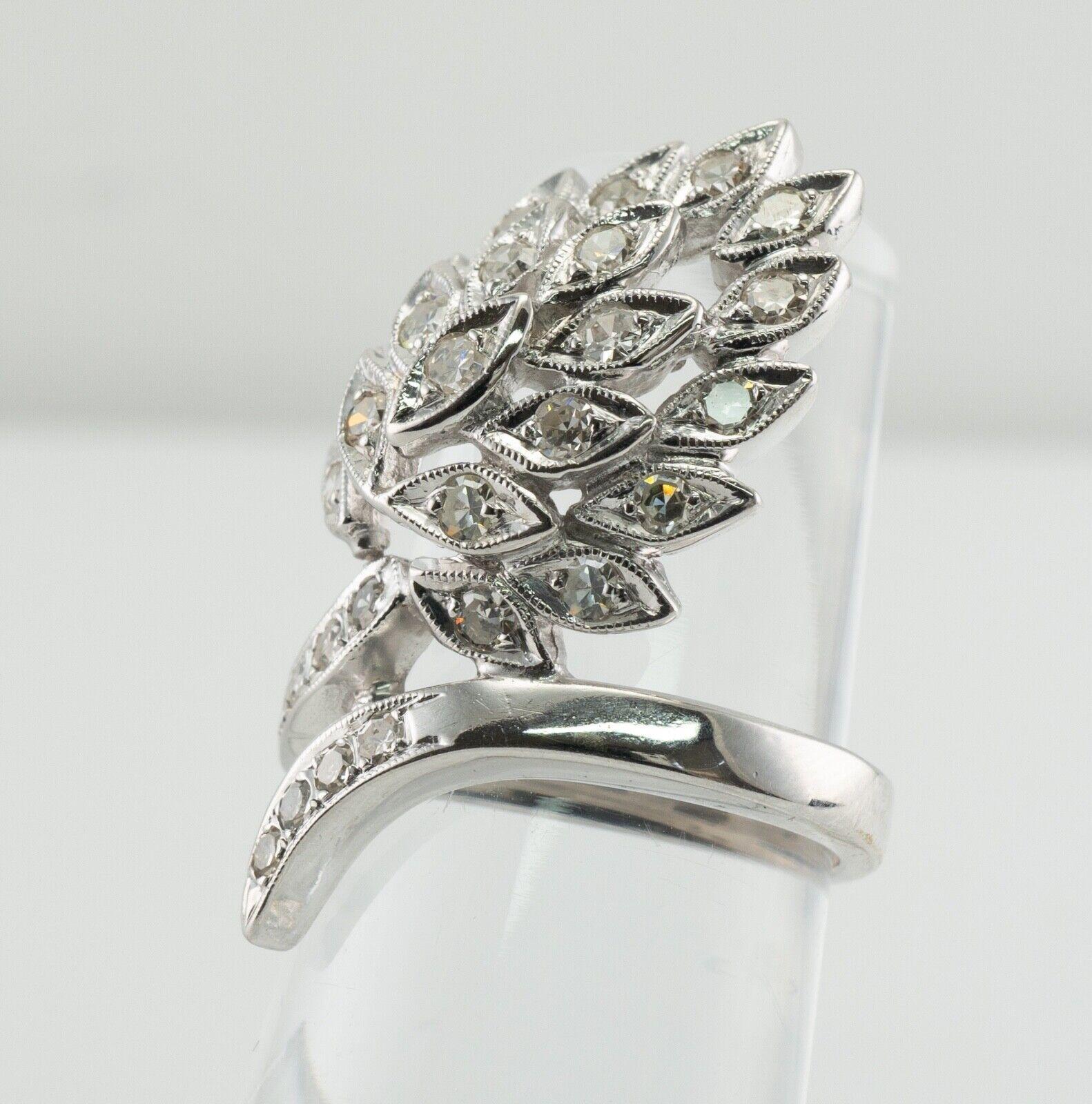 Diamant-Ring 14K Weißgold Vintage Cluster 1,24 TDW im Angebot 7