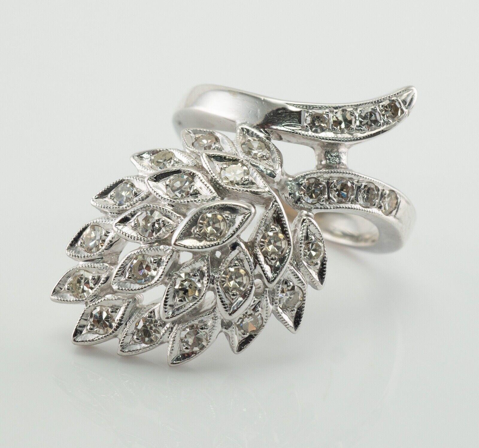 Diamant-Ring 14K Weißgold Vintage Cluster 1,24 TDW im Angebot 2