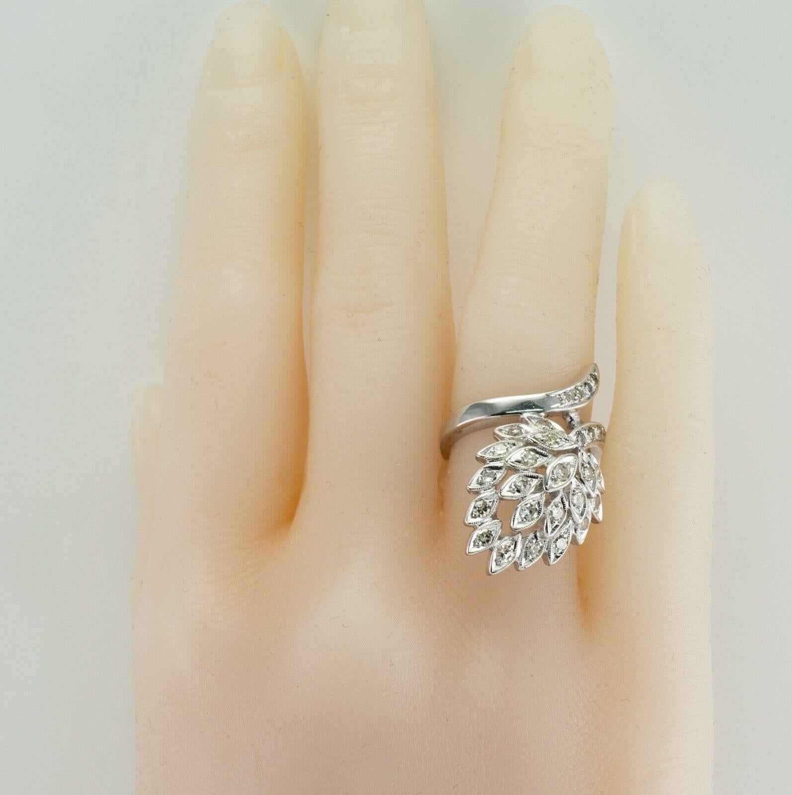 Diamant-Ring 14K Weißgold Vintage Cluster 1,24 TDW im Angebot 3
