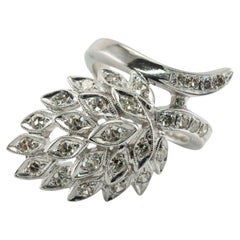 Anello con diamanti in oro bianco 14K Vintage Cluster 1,24 TDW