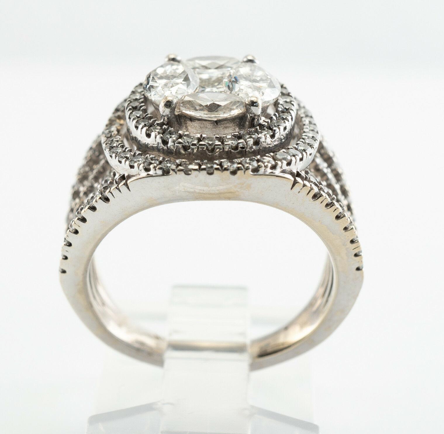 Diamond Ring 14K White Gold Vintage Estate 2.20 TDW Marquise For Sale 7