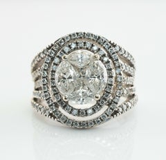 Diamantring aus 14-karätigem Weißgold, Vintage-Stück aus einem Nachlass, 2,20 TDW, Marquise-Schliff