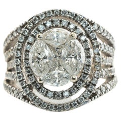 Diamantring aus 14-karätigem Weißgold, Vintage-Stück aus einem Nachlass, 2,20 TDW, Marquise-Schliff