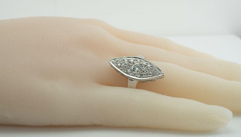 Diamond Ring 14K White Gold Vintage Marquise Shape For Sale at 1stDibs