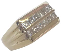 Bague en or jaune 14k diamant 2 TCW Princesse certifié unisexe