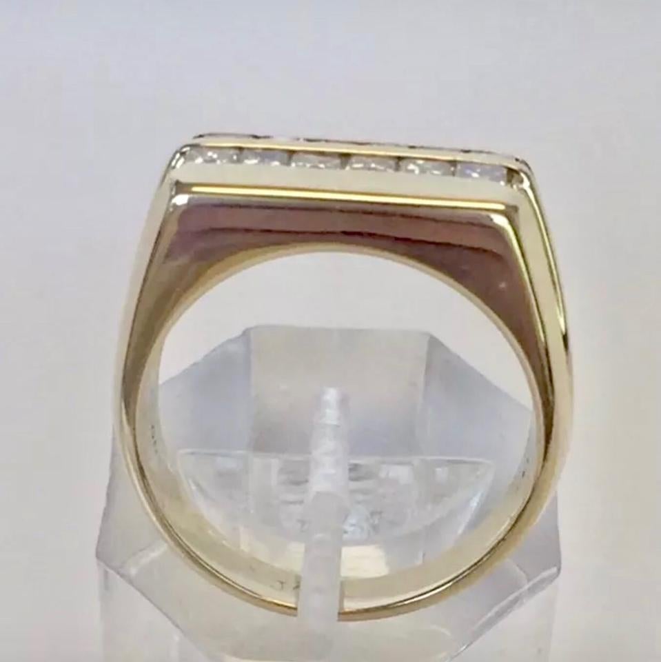 Diamond Ring 14k Yellow Gold 2 TCW Princess Cut Unisex Certified In New Condition For Sale In Brooklyn, NY