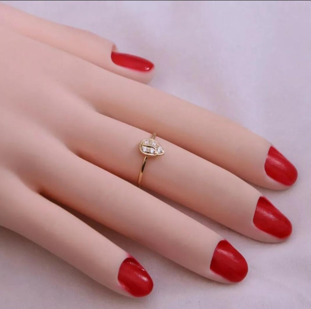 Diamond Ring 14k Yellow Gold Engagement Ring Pear Shape Natural . For Sale 3