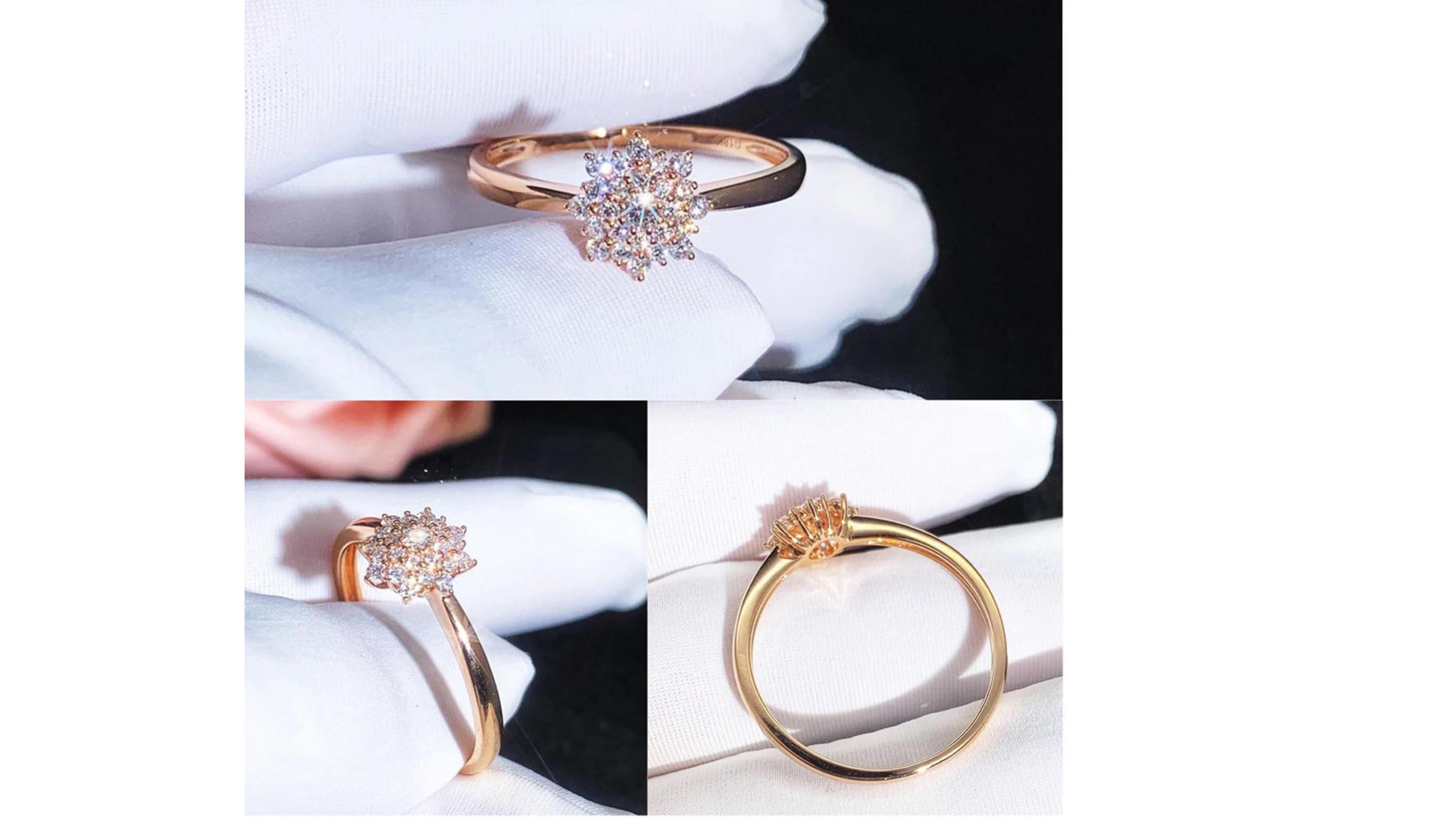 Round Cut Diamond Ring 18 Karat Rose Gold For Sale