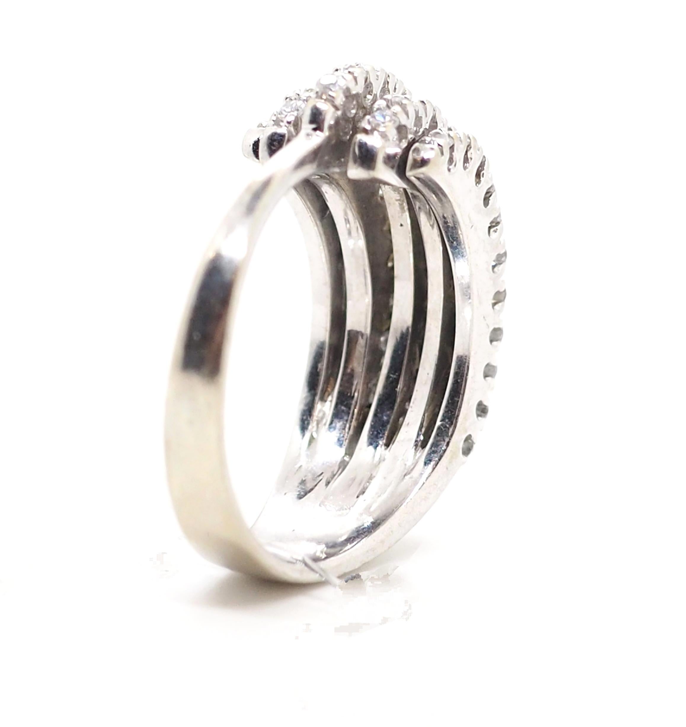 Women's Zircon Ring 18 Karat White Gold For Sale