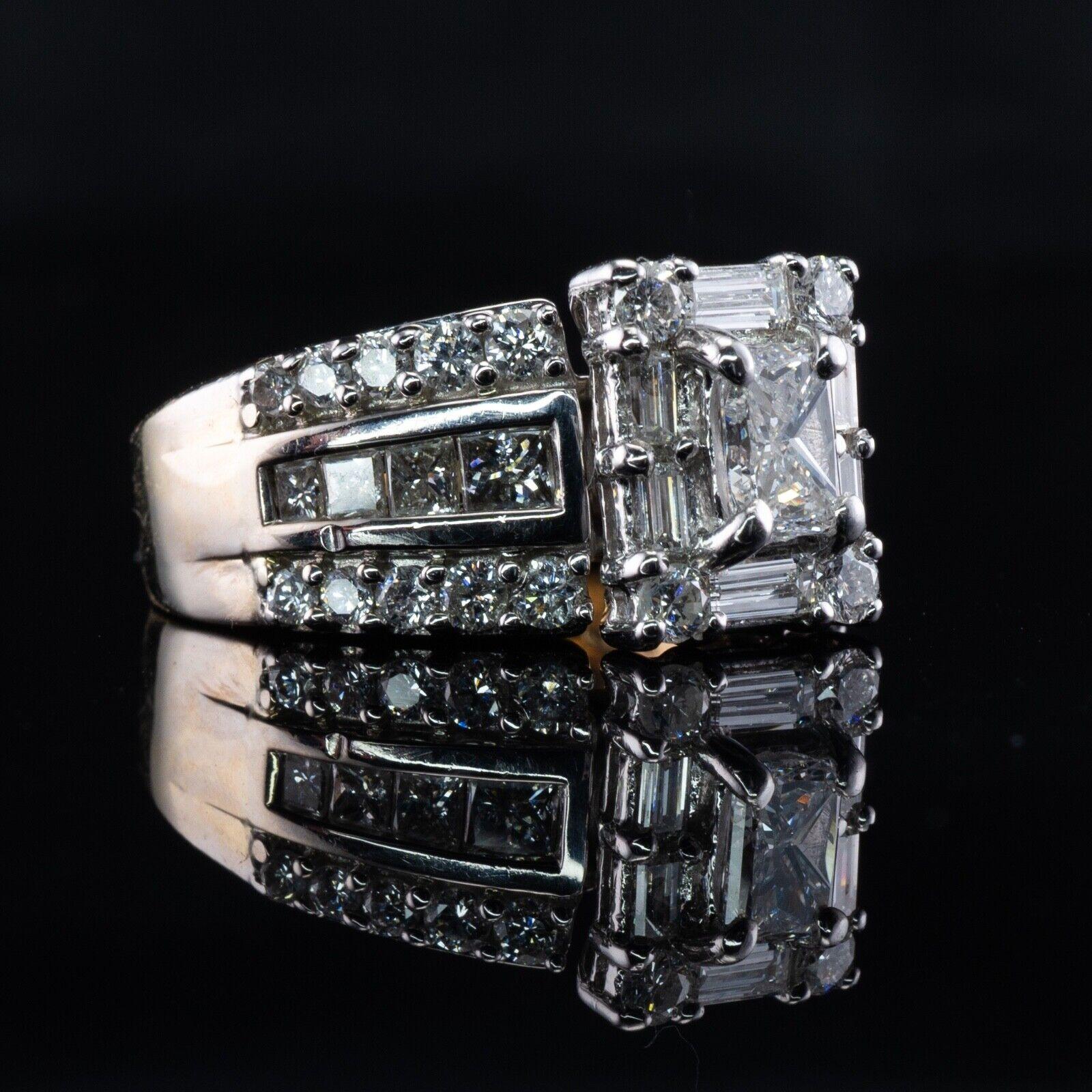 Diamond Ring 18K Gold 2.29 TDW Cluster Engagement For Sale 5