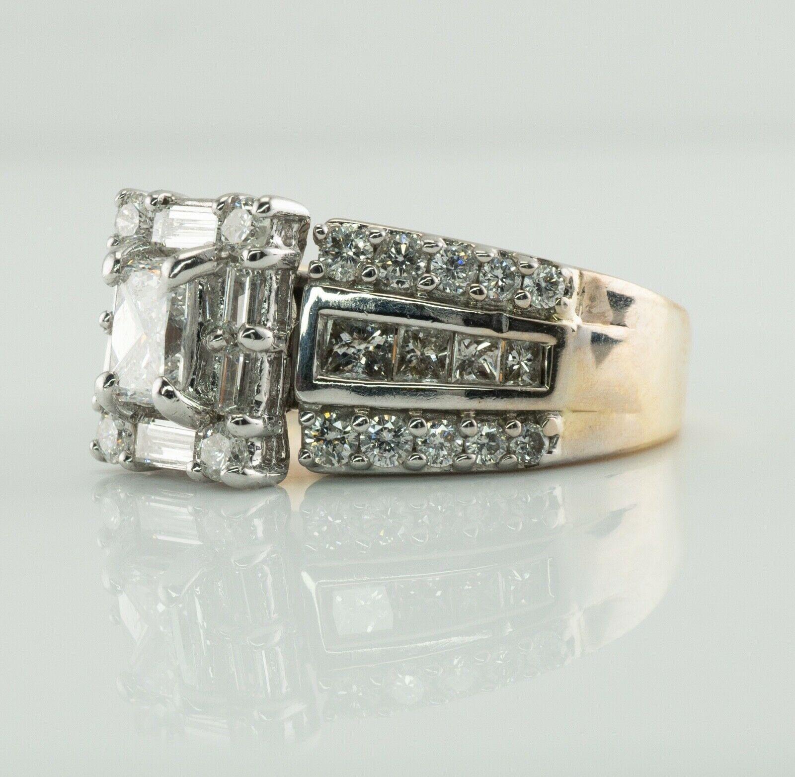 Diamond Ring 18K Gold 2.29 TDW Cluster Engagement For Sale 6