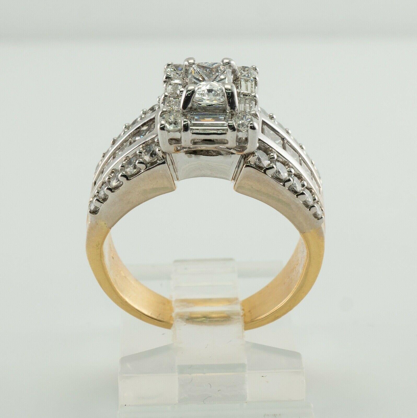 Diamond Ring 18K Gold 2.29 TDW Cluster Engagement For Sale 3