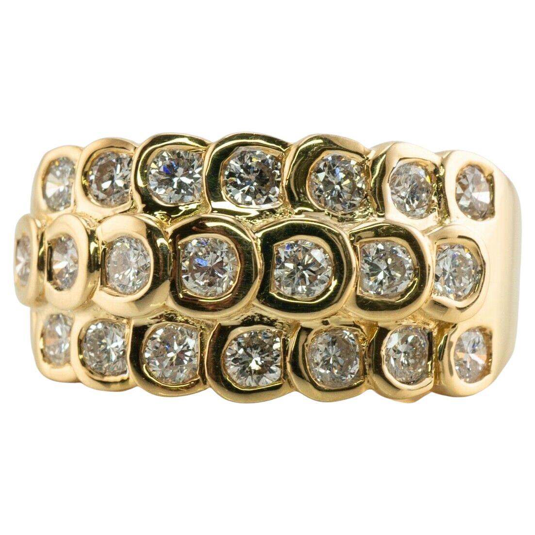 Diamond Ring 18K Gold Band 1.47 TDW Bubble For Sale